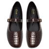 CLARKS WOMENS LIVIA JANE STRAP FLATS - DARK BROWN
